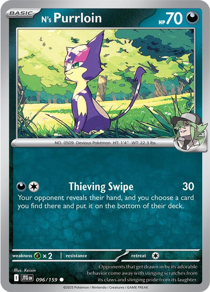 N's Purrloin 096  - Reverse Holofoil SV09 Journey Together - Common