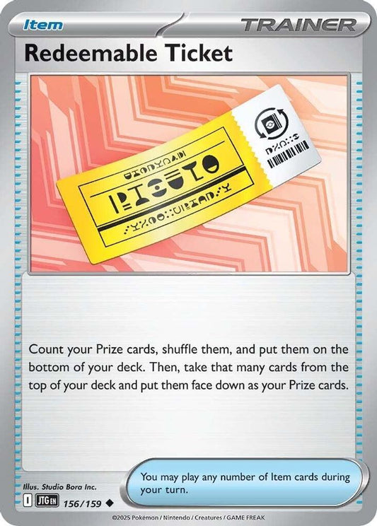 Redeemable Ticket 156  - Reverse Holofoil SV09 Journey Together - Uncommon