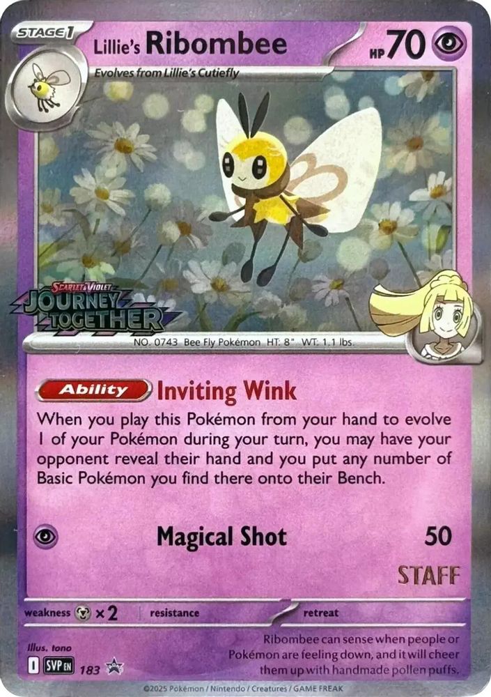 Lillie's Ribombee (Prerelease) [Staff] 183  - Holofoil SV Scarlet & Violet Promo Cards - Promo