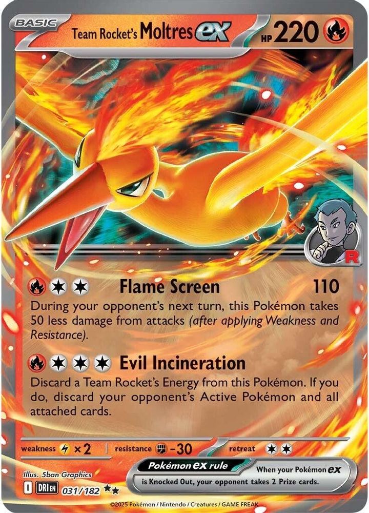 Team Rocket's Moltres ex 031  - Holofoil SV10 Destined Rivals - Double Rare
