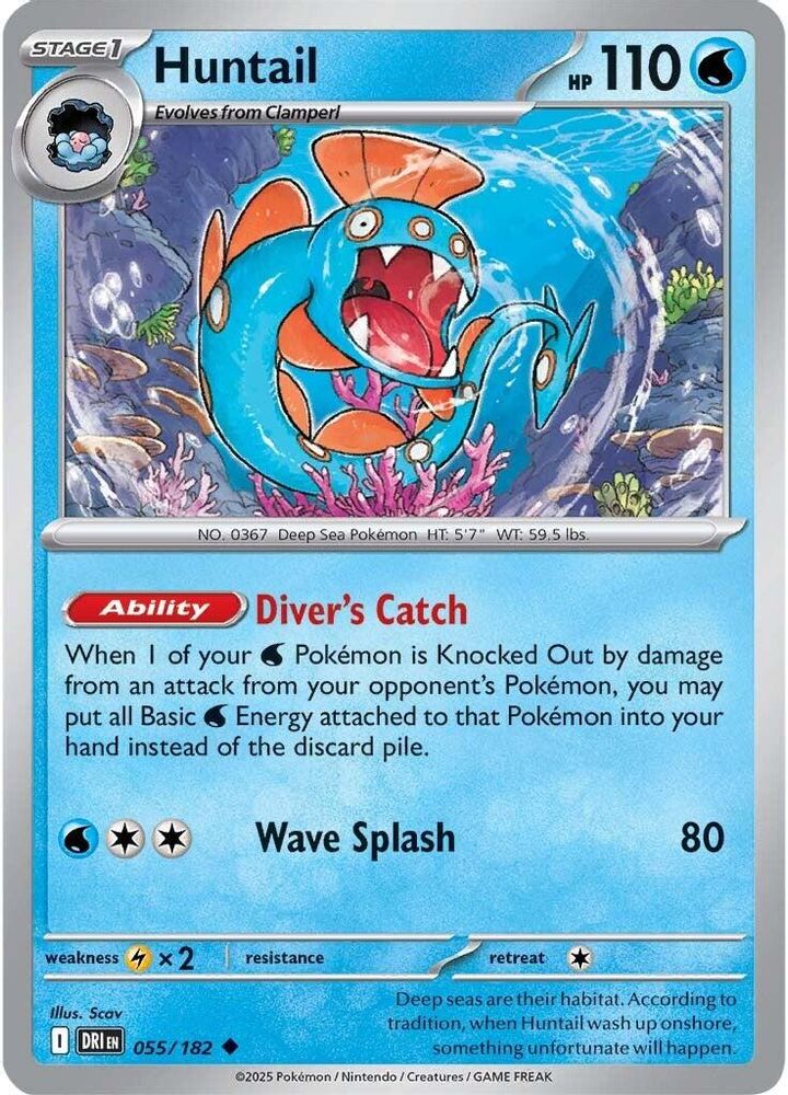 Huntail 055  - Reverse Holofoil SV10 Destined Rivals - Uncommon