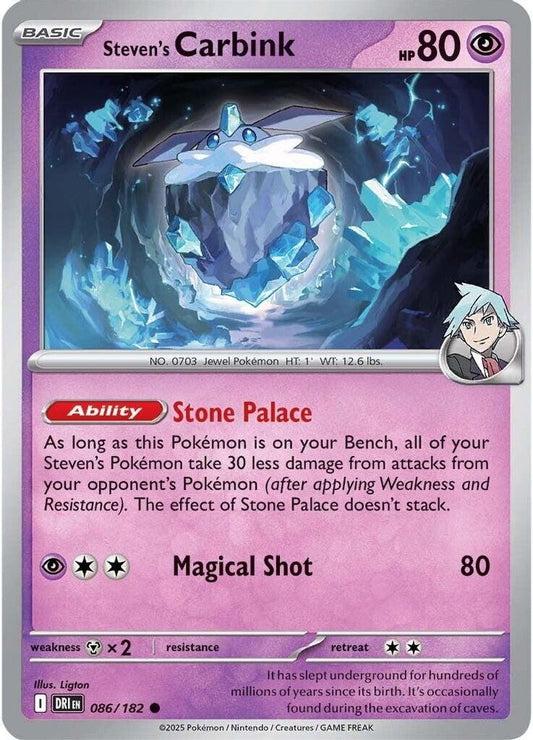 Steven's Carbink 086  - Reverse Holofoil SV10 Destined Rivals - Common