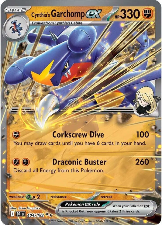 Cynthia's Garchomp ex 104/182  - Holofoil SV10 Destined Rivals - Double Rare
