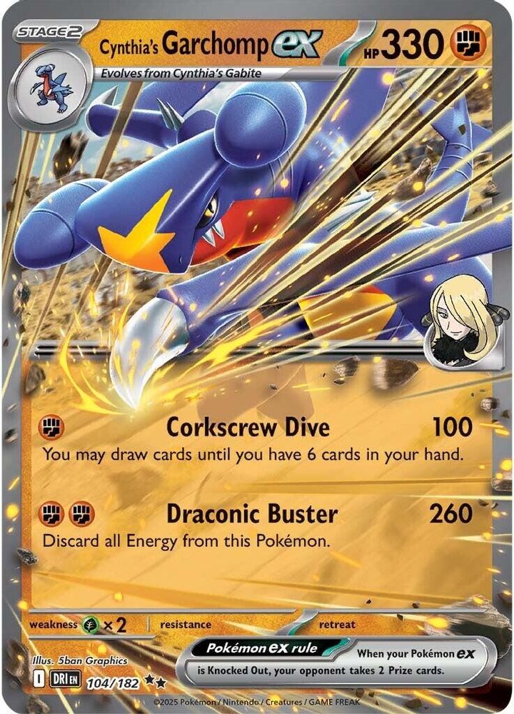 Cynthia's Garchomp ex 104/182  - Holofoil SV10 Destined Rivals - Double Rare