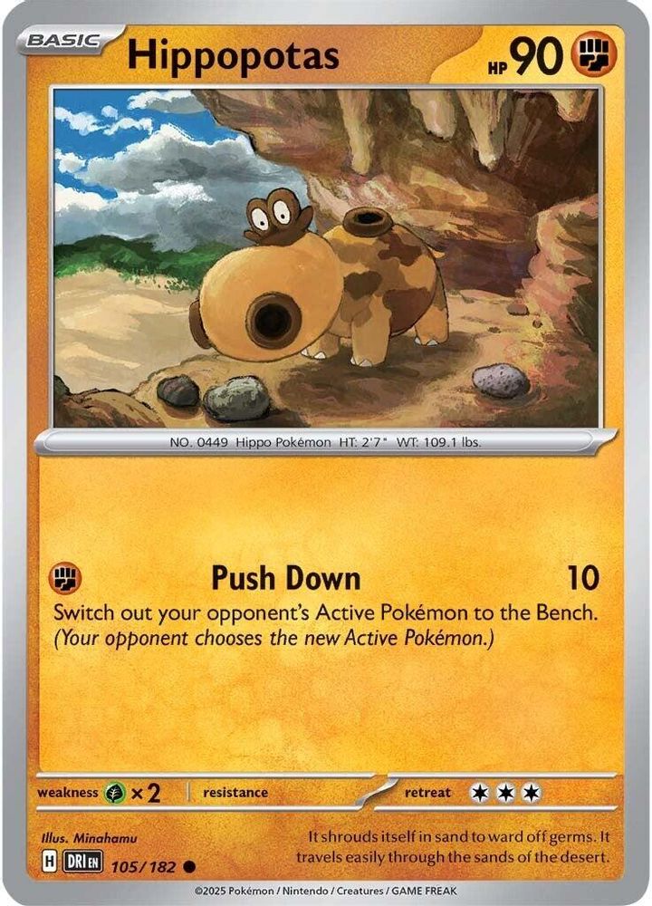 Hippopotas 105  - Reverse Holofoil SV10 Destined Rivals - Common