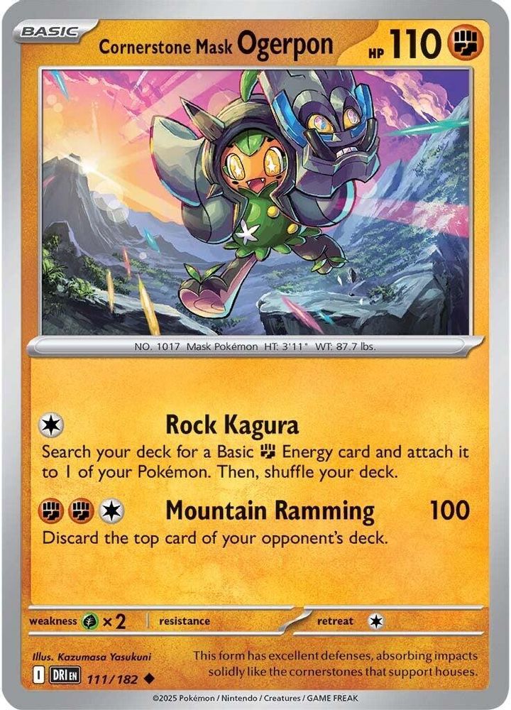 Cornerstone Mask Ogerpon 111  SV10 Destined Rivals - Uncommon