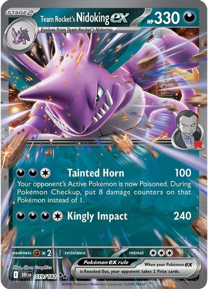 Team Rocket's Nidoking ex 119/182  - Holofoil SV10 Destined Rivals - Double Rare