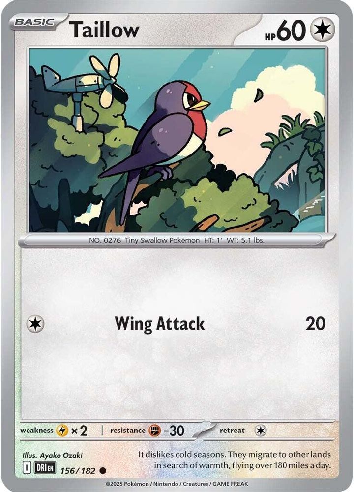 Taillow 156  - Reverse Holofoil SV10 Destined Rivals - Common