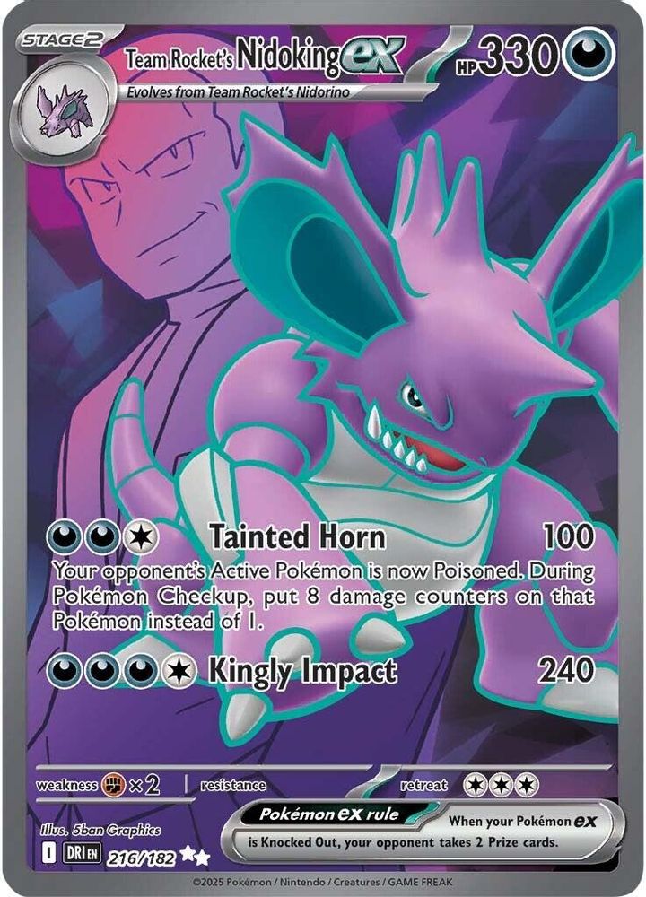 Team Rocket's Nidoking ex 216/182  - Holofoil SV10 Destined Rivals - Ultra Rare