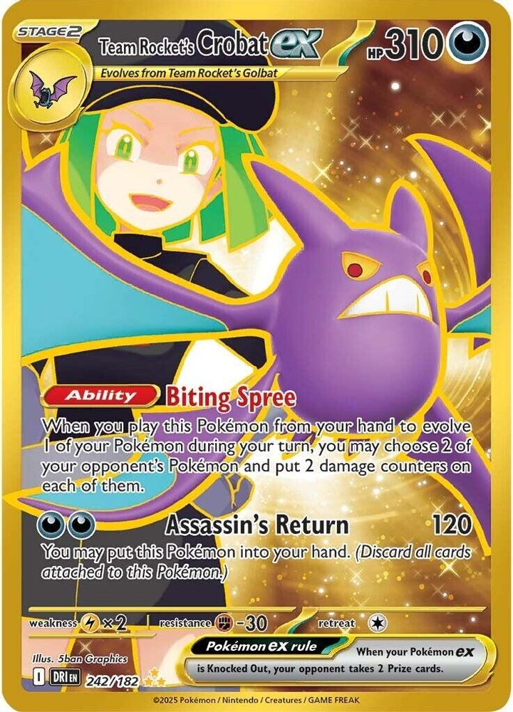 Team Rocket's Crobat ex 242/182  - Holofoil SV10 Destined Rivals - Hyper Rare