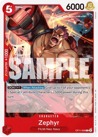 Zephyr (OP11-006) - A Fist of Divine Speed Release Event Cards