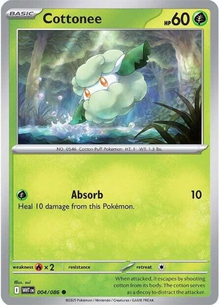 Cottonee 004  - Reverse Holofoil SV White Flare - Common