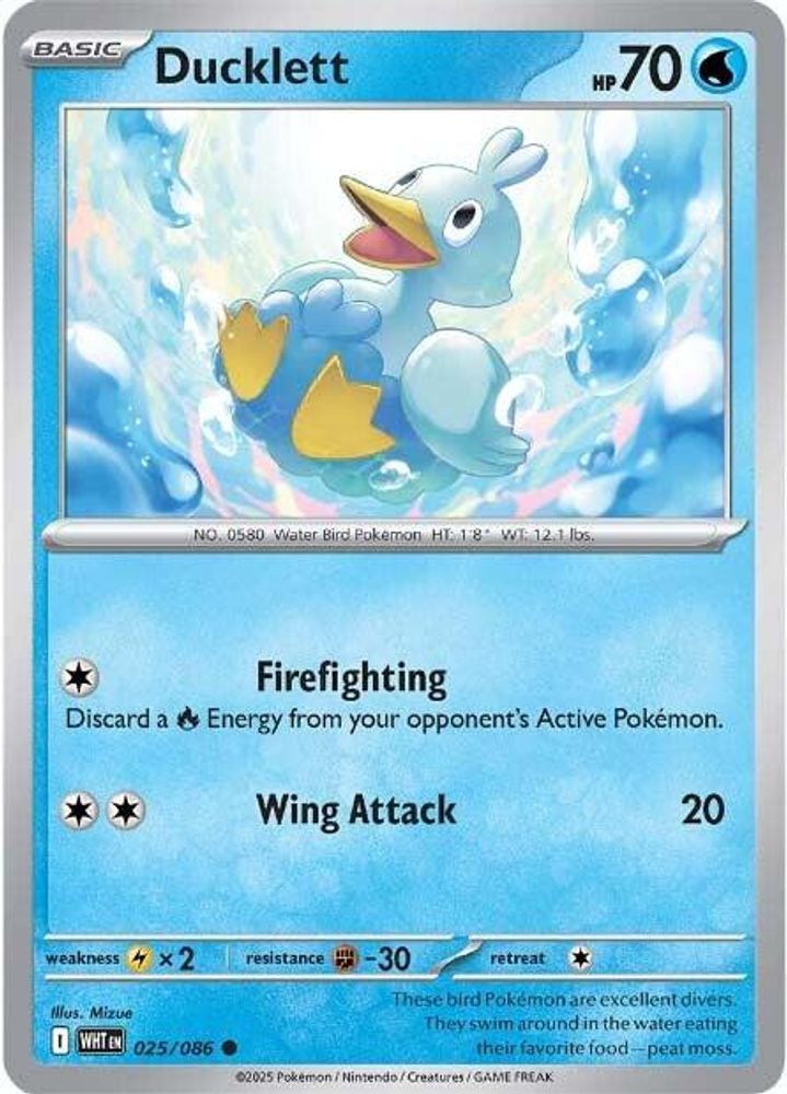 Ducklett 025  - Reverse Holofoil SV White Flare - Common