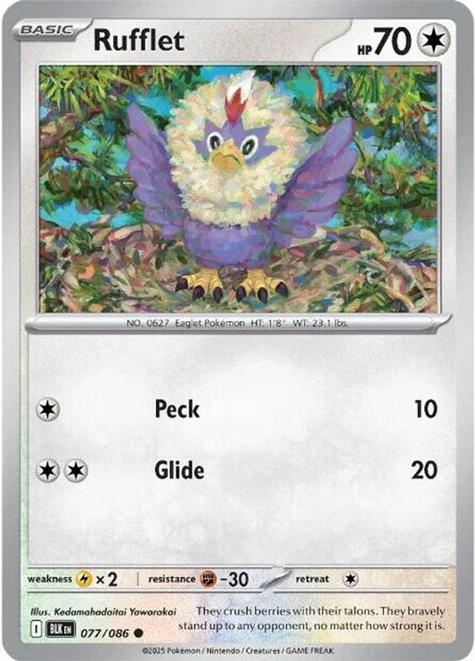 Rufflet 077  - Reverse Holofoil SV Black Bolt - Common