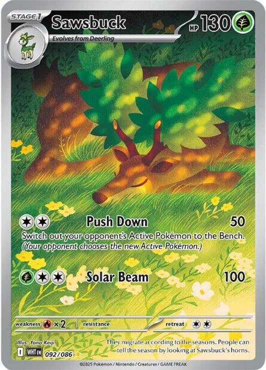 Sawsbuck 092/086  - Holofoil SV White Flare - Illustration Rare