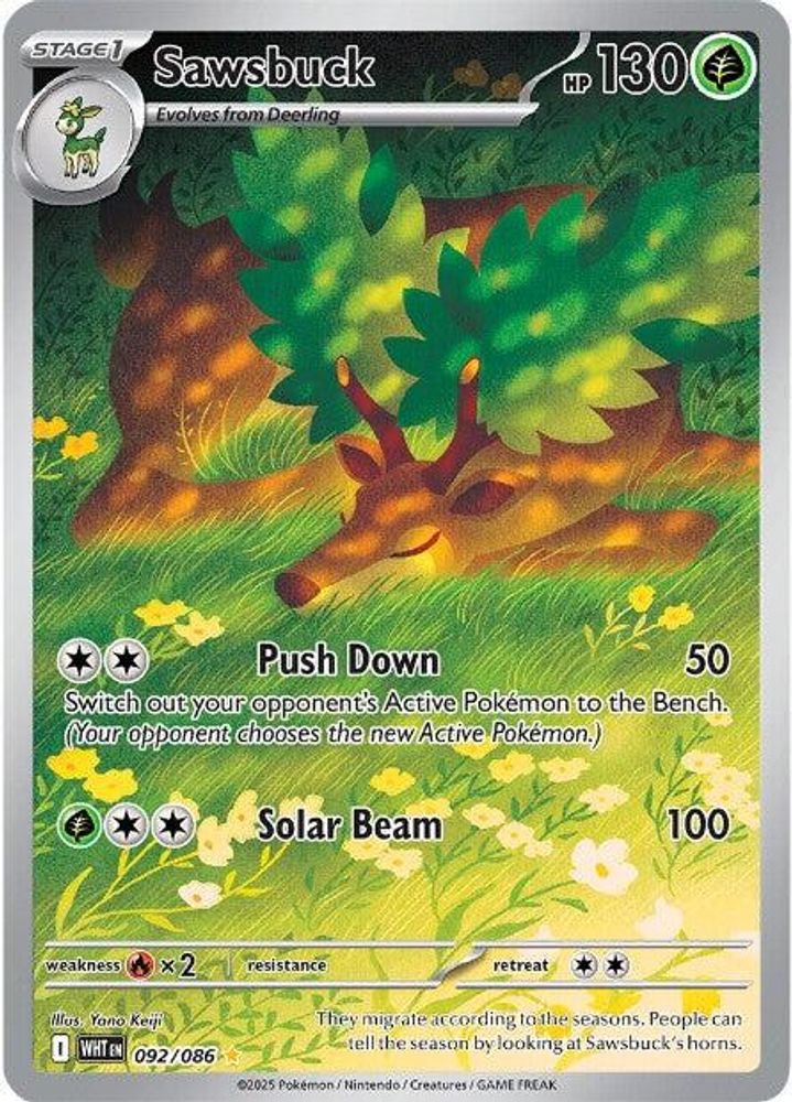 Sawsbuck 092/086  - Holofoil SV White Flare - Illustration Rare
