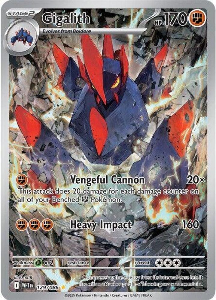 Gigalith 129/086  - Holofoil SV White Flare - Illustration Rare