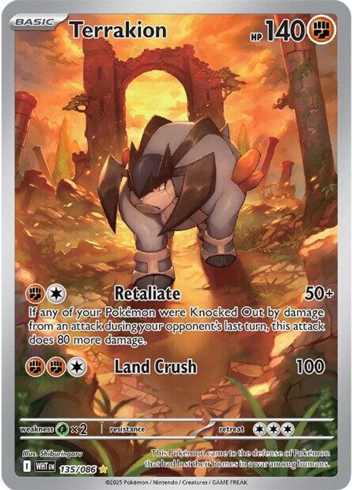 Terrakion 135/086  - Holofoil SV White Flare - Illustration Rare