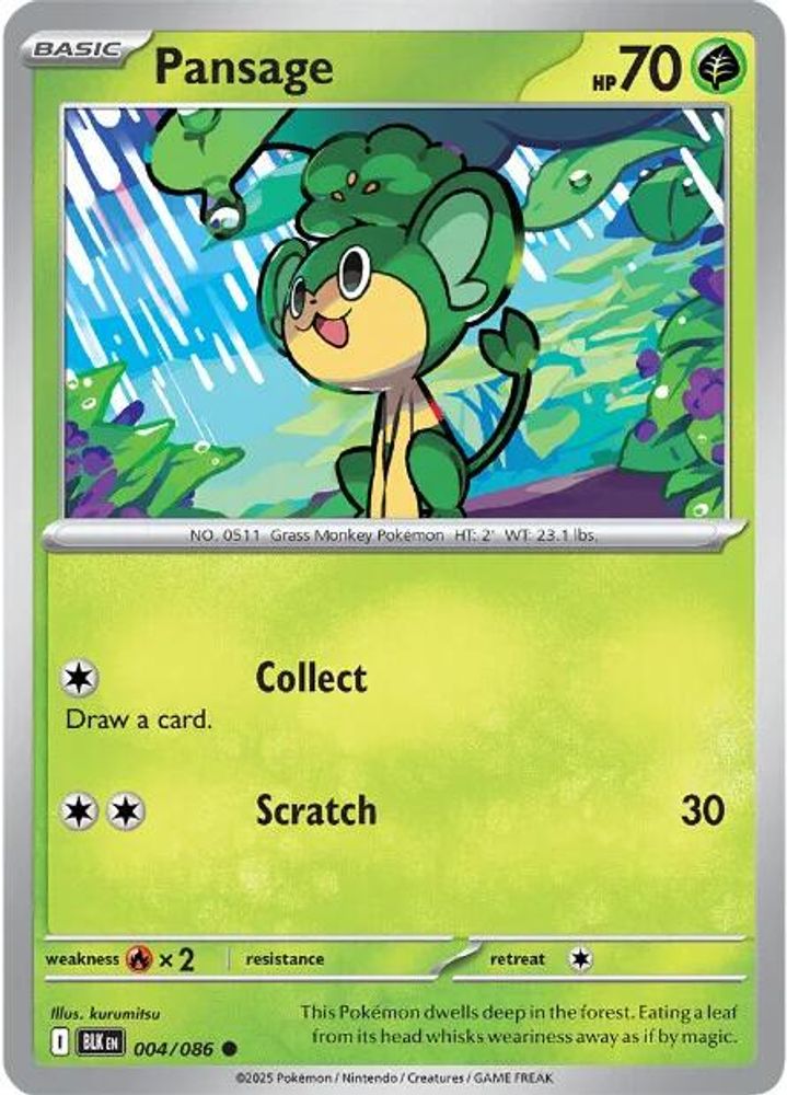 Pansage 004  - Reverse Holofoil SV Black Bolt - Common