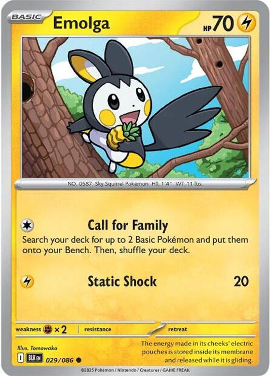 Emolga 029  - Reverse Holofoil SV Black Bolt - Common