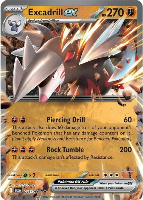 Excadrill ex 046  - Holofoil SV Black Bolt - Double Rare