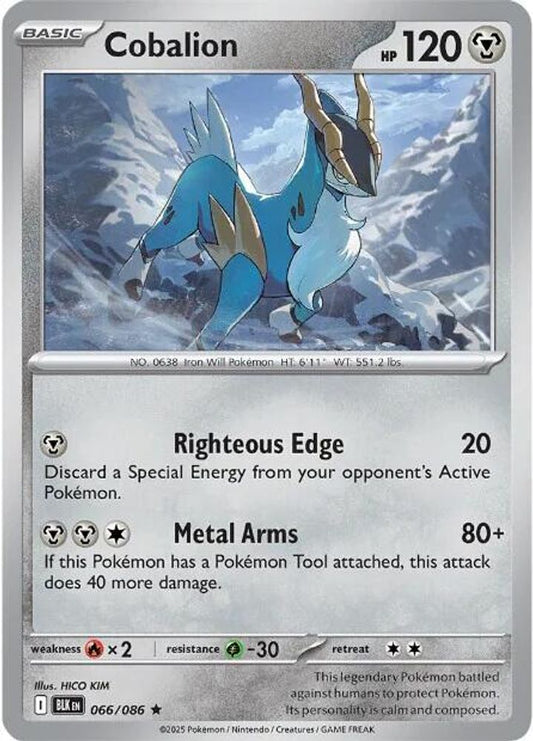 Cobalion 066  - Reverse Holofoil SV Black Bolt - Rare