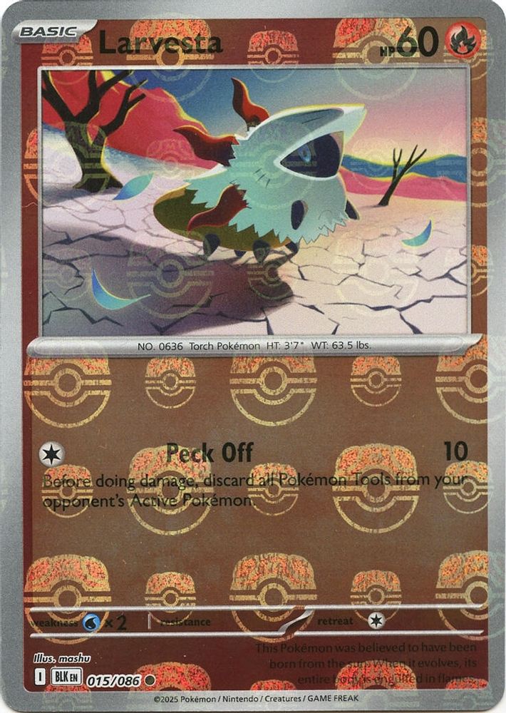 Larvesta (Master Ball Pattern) 015  - Holofoil SV Black Bolt - Common