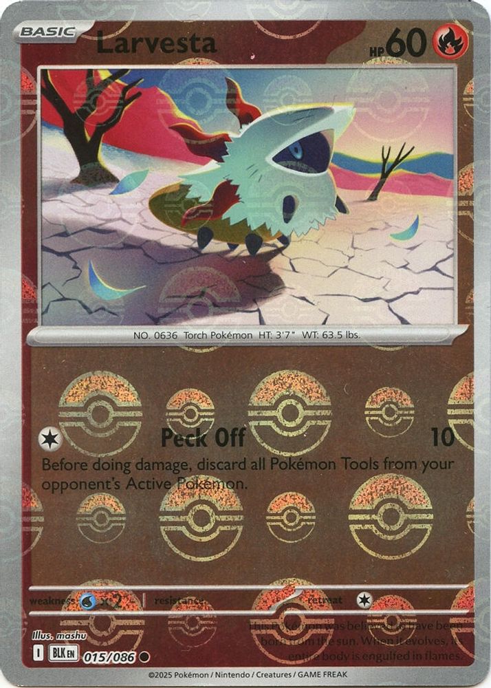 Larvesta (Poke Ball Pattern) 015  - Holofoil SV Black Bolt - Common