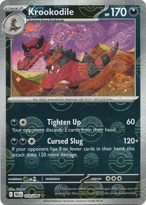 Krookodile (Poke Ball Pattern) 059  - Holofoil SV Black Bolt - Uncommon