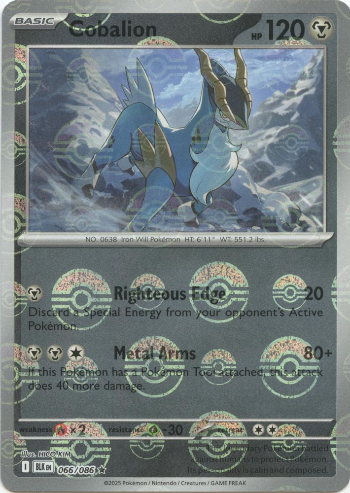 Cobalion (Poke Ball Pattern) 066  - Holofoil SV Black Bolt - Rare