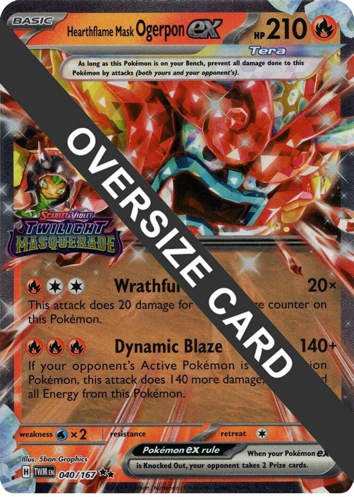 Hearthflame Mask Ogerpon ex (Twilight Masquerade Stamp) 040  - Holofoil Jumbo Cards - Double Rare