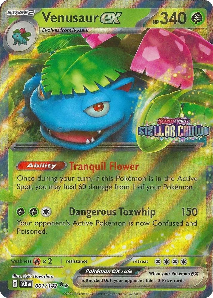 Venusaur ex (Stellar Crown Stamp) 001  - Holofoil Miscellaneous Cards & Products - Double Rare