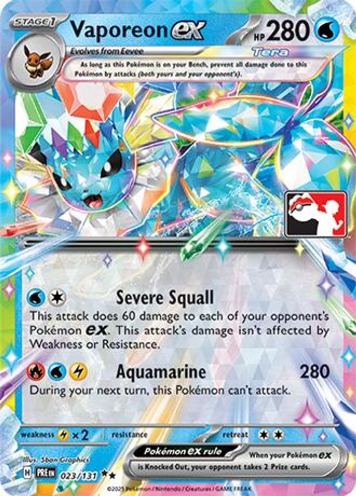 Vaporeon ex 023/131  - Holofoil Prize Pack Series Cards - Double Rare