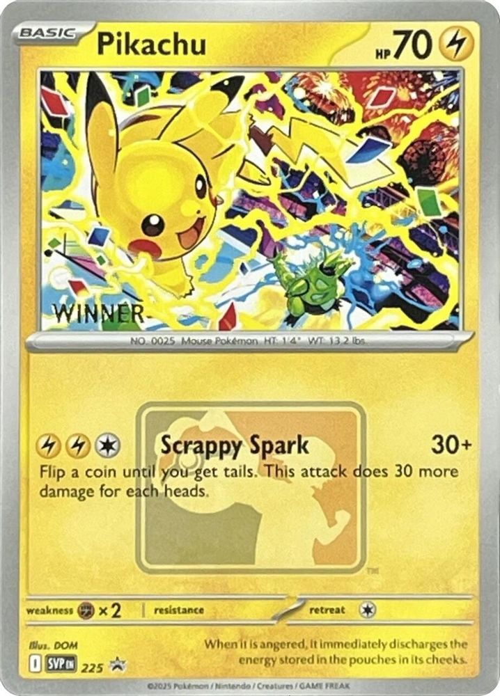 Pikachu (World Championship 2025) [Winner] 225  SV Scarlet & Violet Promo Cards - Promo