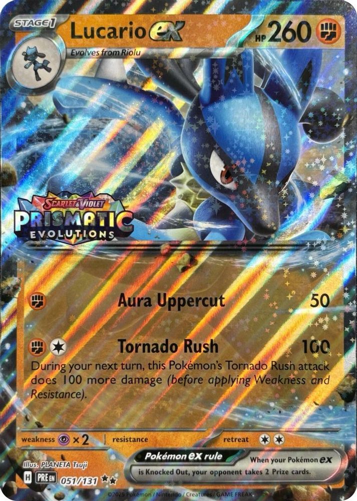Lucario ex (Prismatic Evolutions Stamp) 051  - Holofoil Miscellaneous Cards & Products - Double Rare