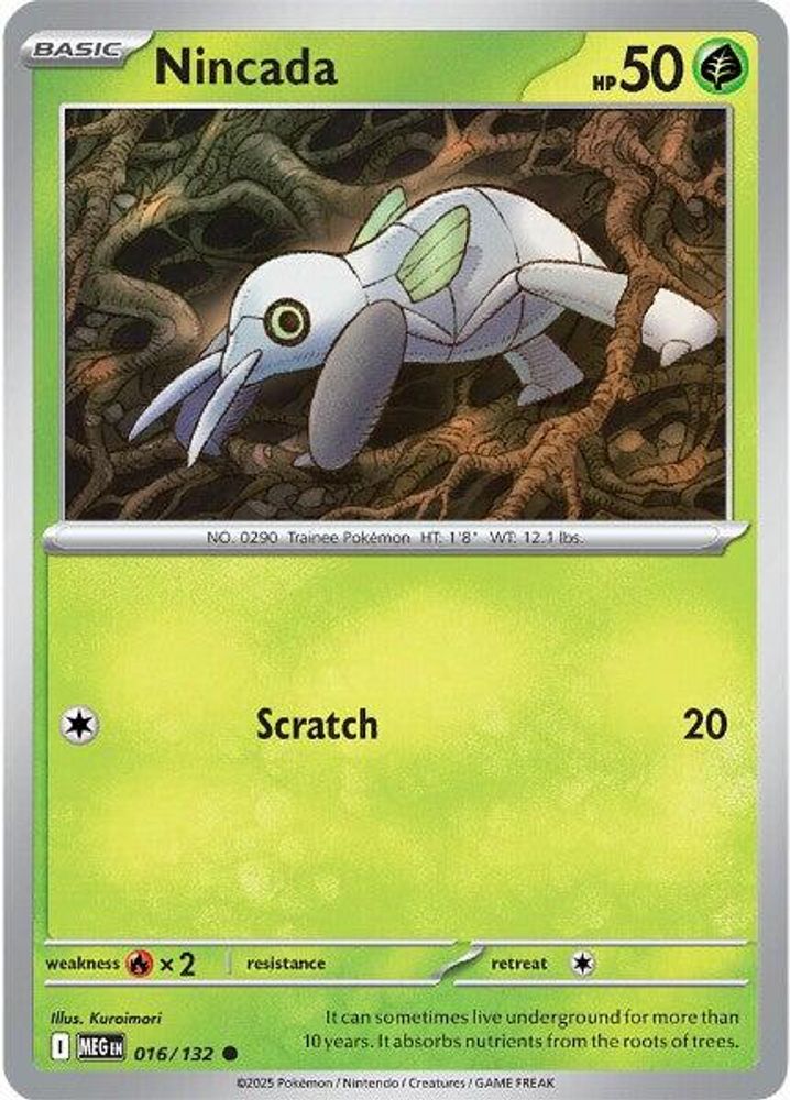 Nincada 016  - Reverse Holofoil ME01 Mega Evolution - Common