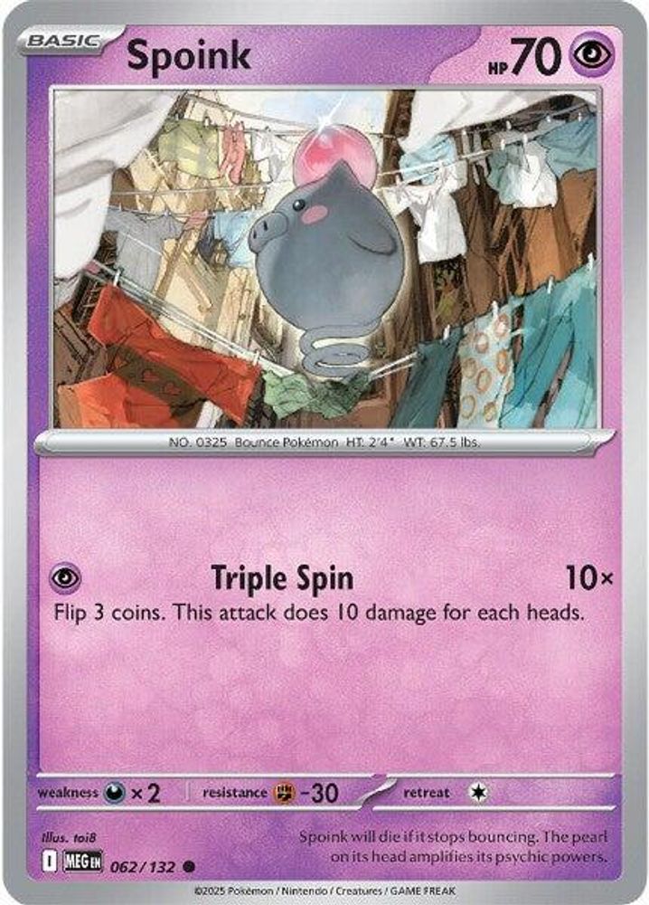 Spoink 062  - Reverse Holofoil ME01 Mega Evolution - Common