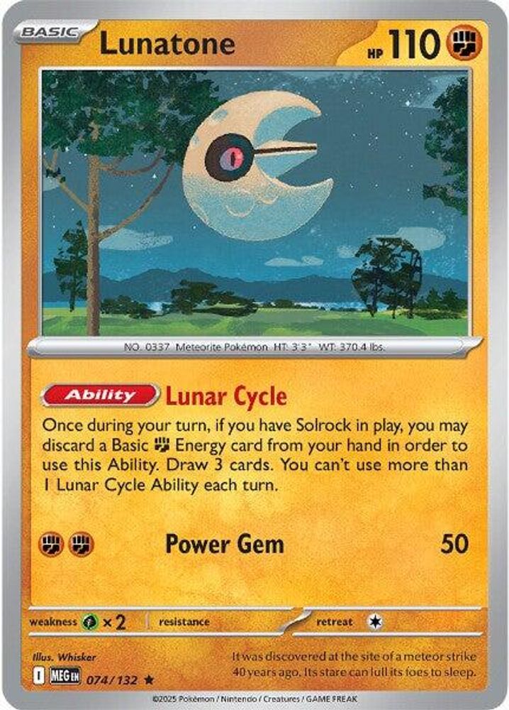 Lunatone 074  - Reverse Holofoil ME01 Mega Evolution - Rare