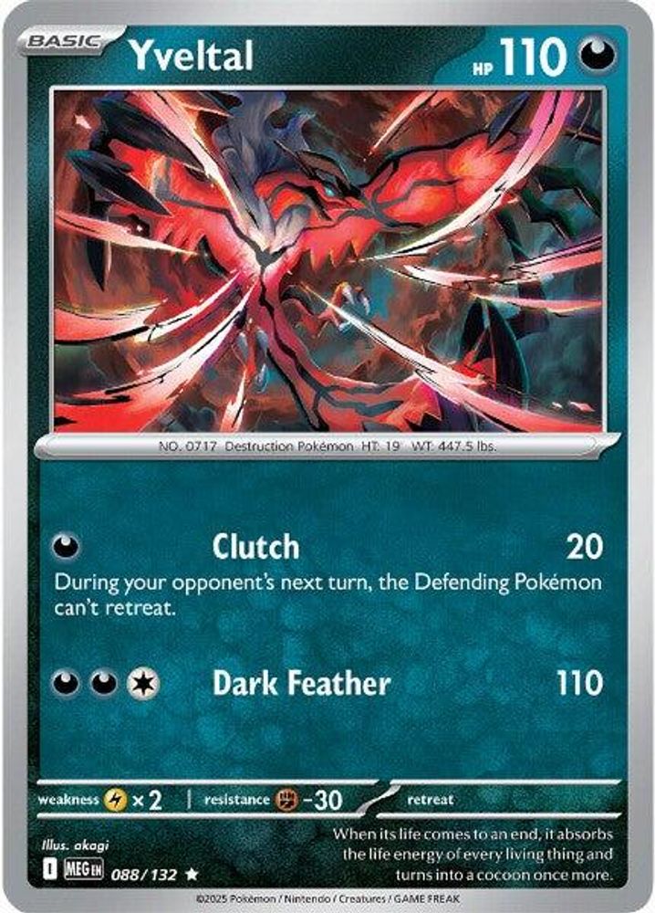 Yveltal 088  - Reverse Holofoil ME01 Mega Evolution - Rare