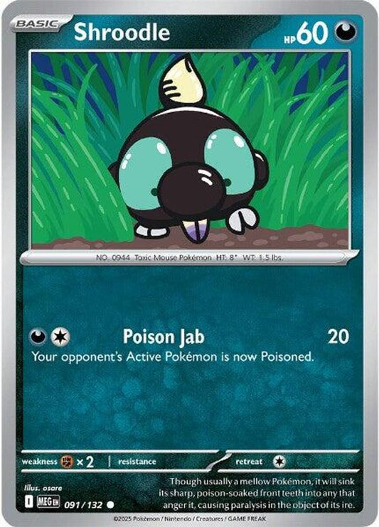 Shroodle 091/132  - Reverse Holofoil ME01 Mega Evolution - Common