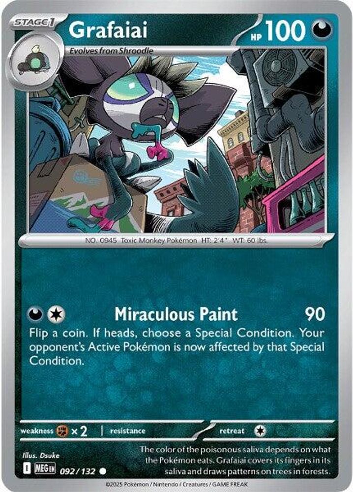 Grafaiai 092  - Reverse Holofoil ME01 Mega Evolution - Common