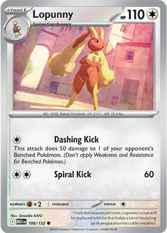 Lopunny 108  - Reverse Holofoil ME01 Mega Evolution - Common
