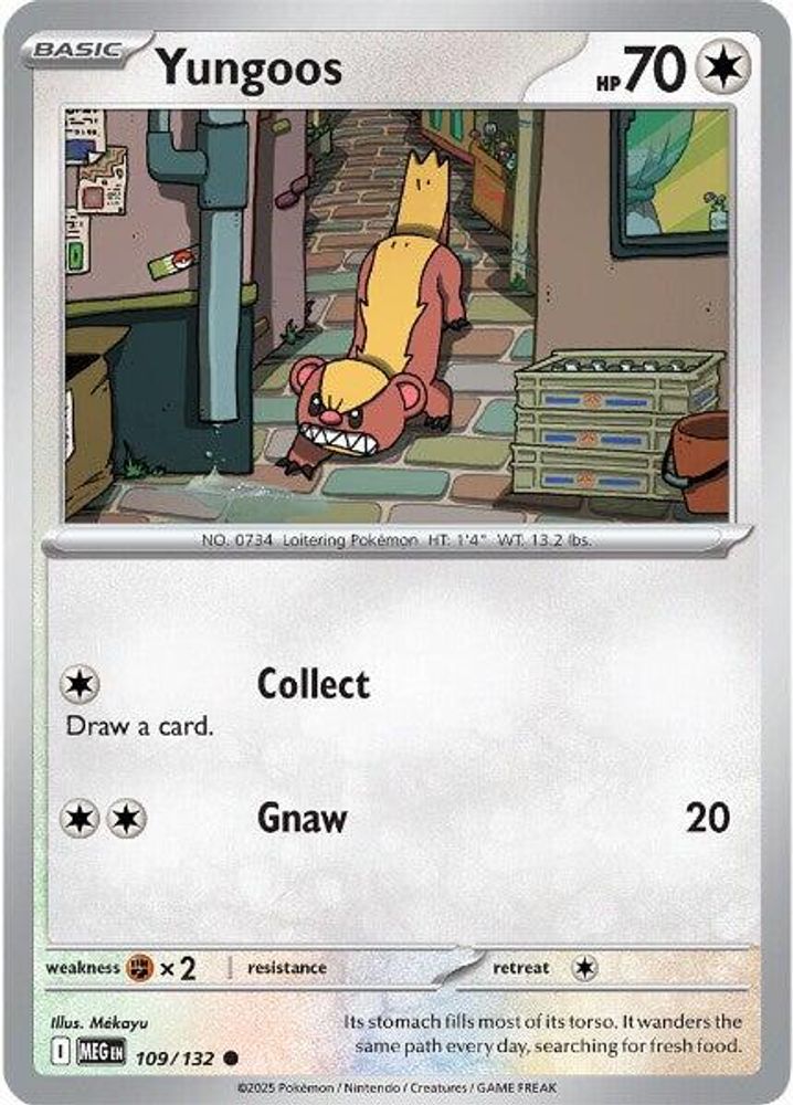 Yungoos 109  - Reverse Holofoil ME01 Mega Evolution - Common