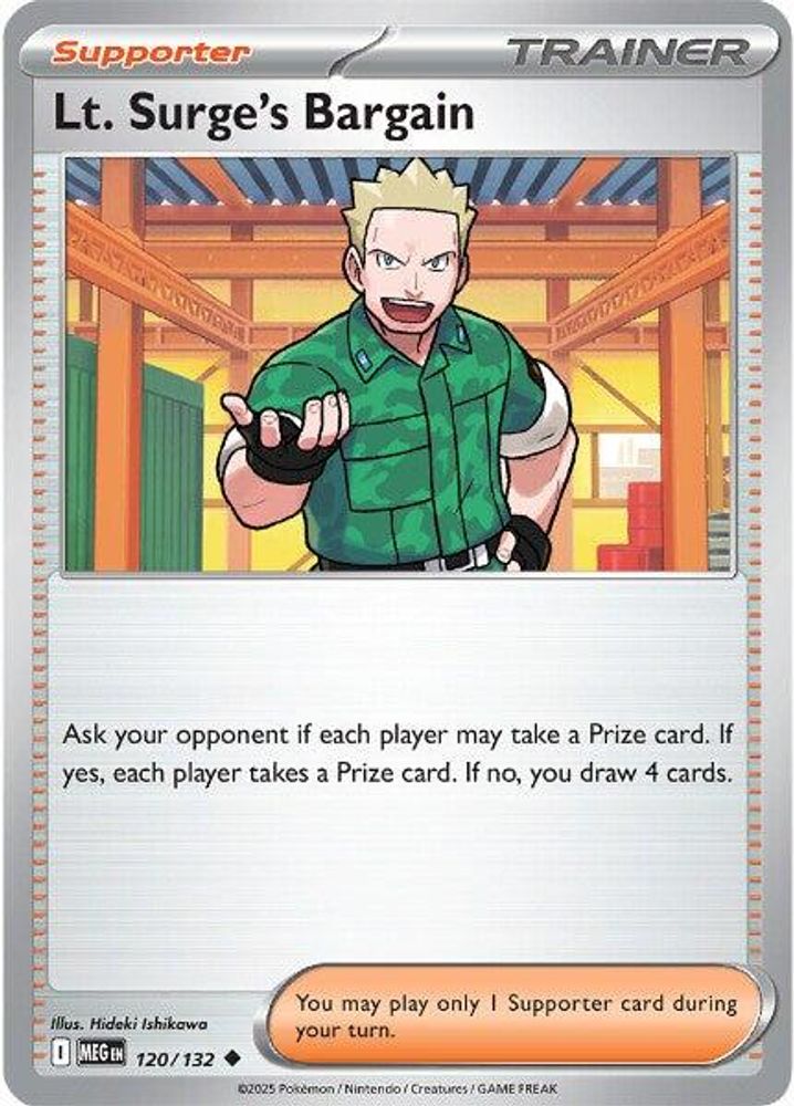 Lt. Surge's Bargain 120/132  - Reverse Holofoil ME01 Mega Evolution - Uncommon