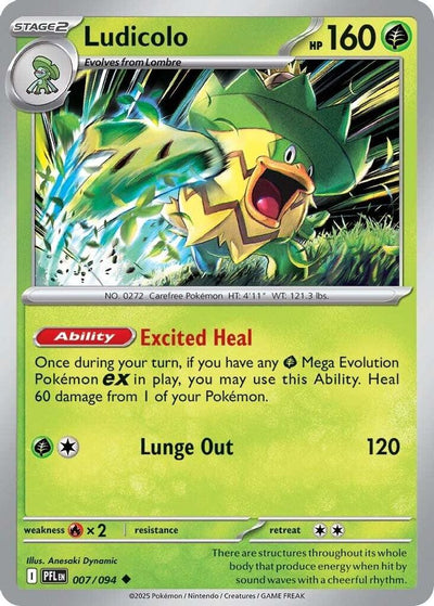 Ludicolo 007/094  - Reverse Holofoil ME02 Phantasmal Flames - Uncommon