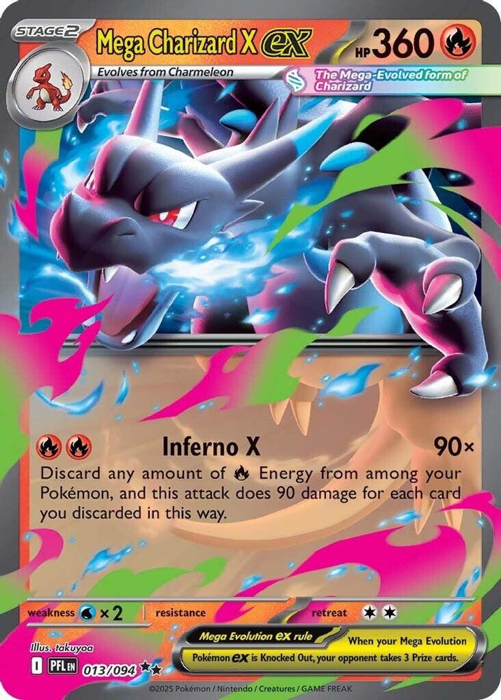 Mega Charizard X ex 013/094  - Holofoil ME02 Phantasmal Flames - Double Rare