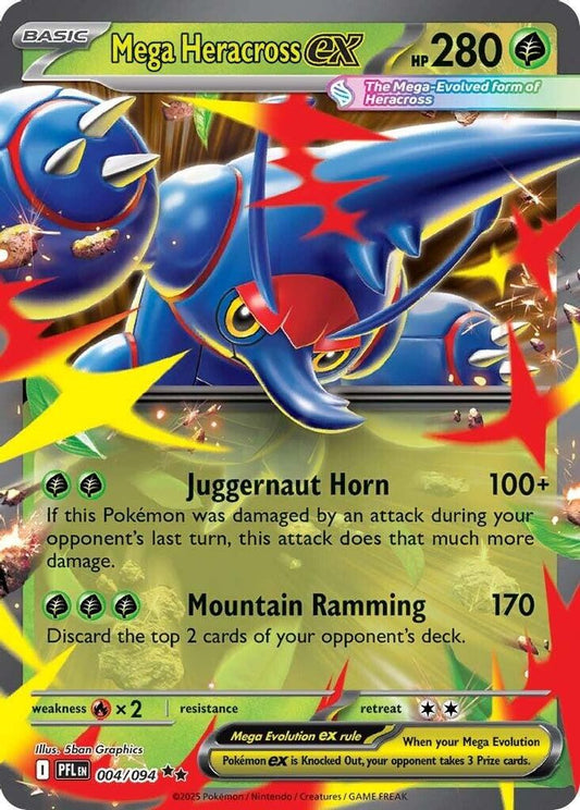 Mega Heracross ex 004/094  - Holofoil ME02 Phantasmal Flames - Double Rare