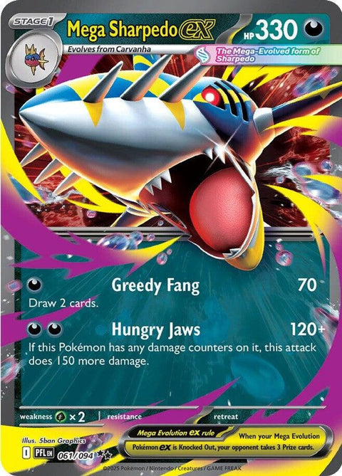 Mega Sharpedo ex 061/094  - Holofoil ME02 Phantasmal Flames - Double Rare