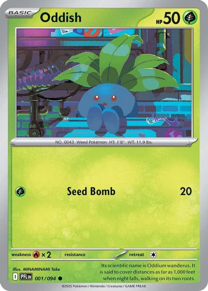 Oddish 001  - Reverse Holofoil ME02 Phantasmal Flames - Common