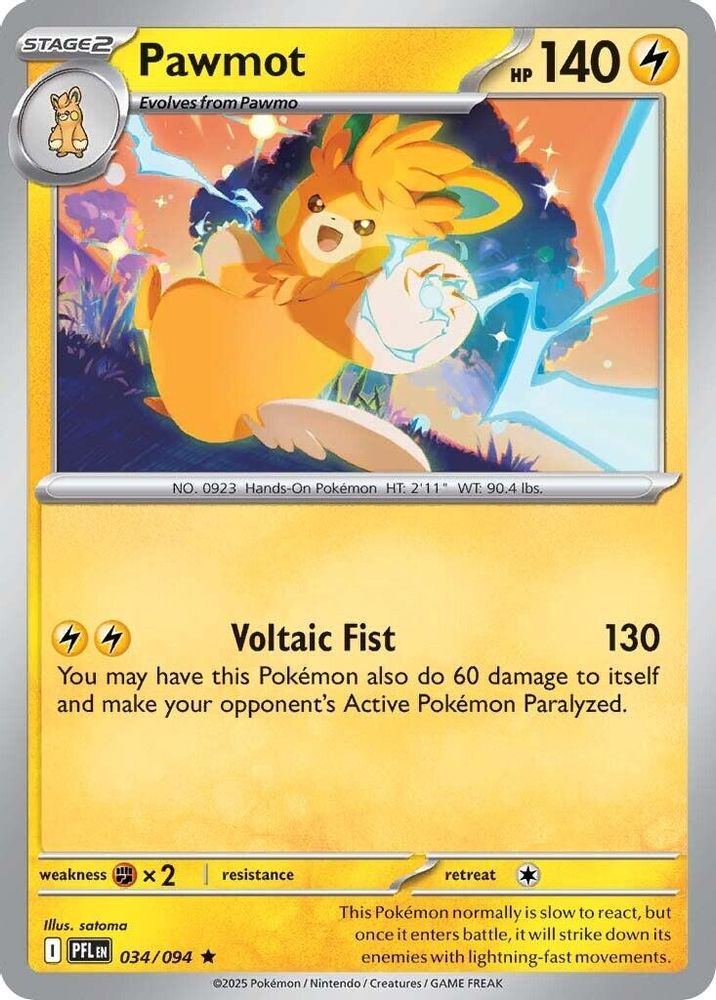 Pawmot 034  - Reverse Holofoil ME02 Phantasmal Flames - Rare